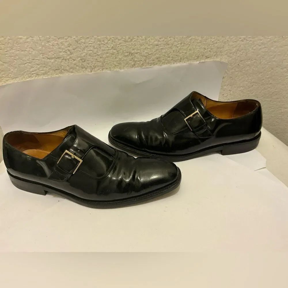 Gucci Black Leather Monk Strap Oxfords size 9 D